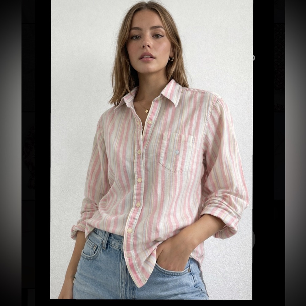 Striped Pink and White Women's Top